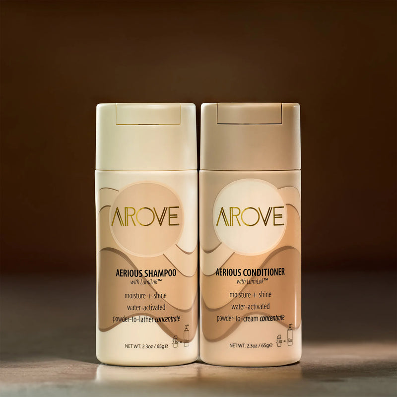 AERIOUS Shampoo and Conditioner Bundle - AROVE, Sulfate free, PH balanced, color safe, moisturizing, volumizing shine enhancing, water free, powder, travel friendly 