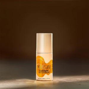 AROVE Illuminous Ultra-Hydrating Hair Oil in a sleek, stone-textured bottle— a clean, water-free formula with a silicone alternative for intense shine, hydration, and frizz control.
