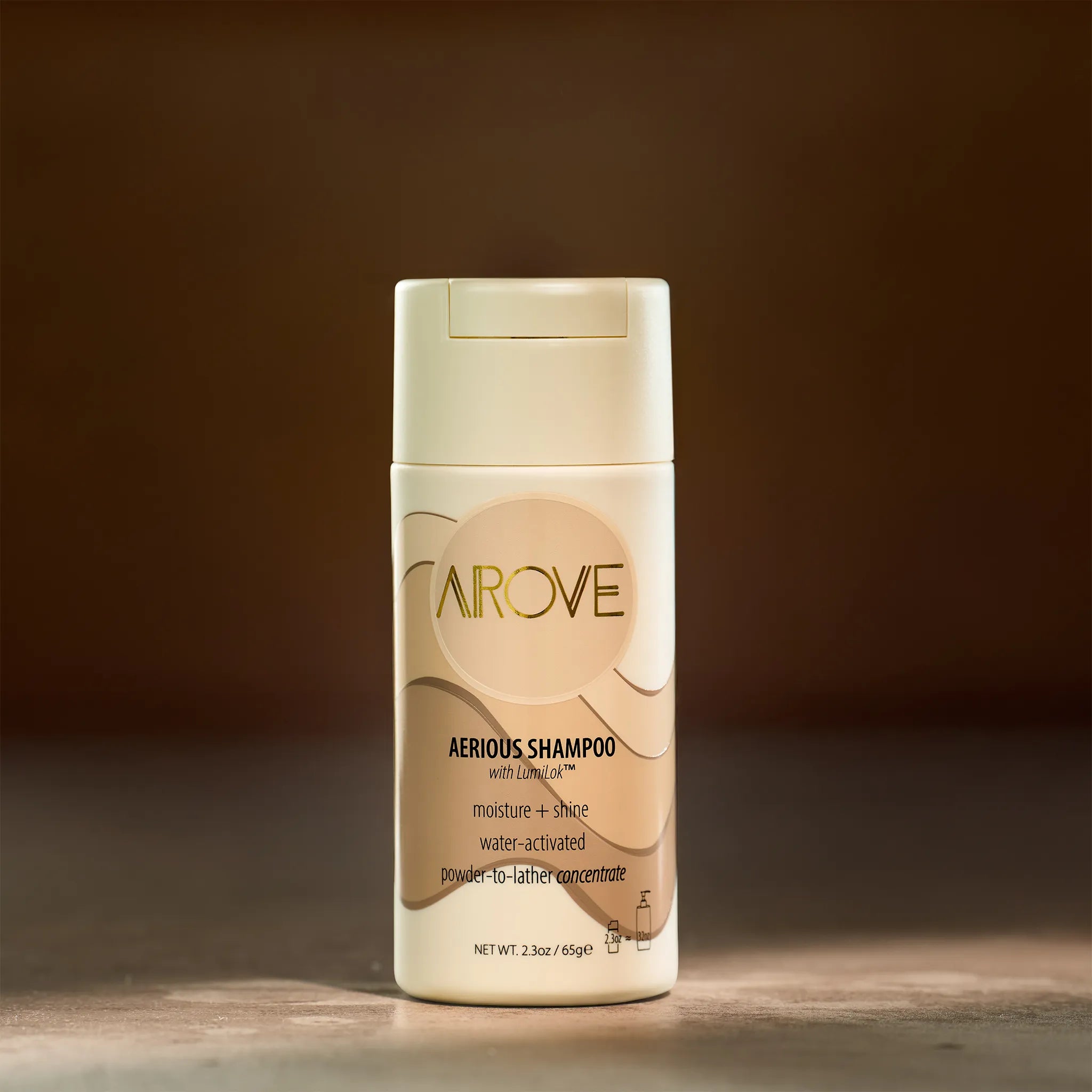 AROVE Aerious Shampoo – a water-free, powder-to-lather formula for deep hydration, scalp health, and sustainable haircare.